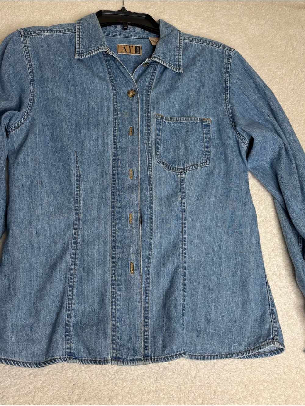 Ann Taylor Factory Medium Blue Denim Button-Down Shirt